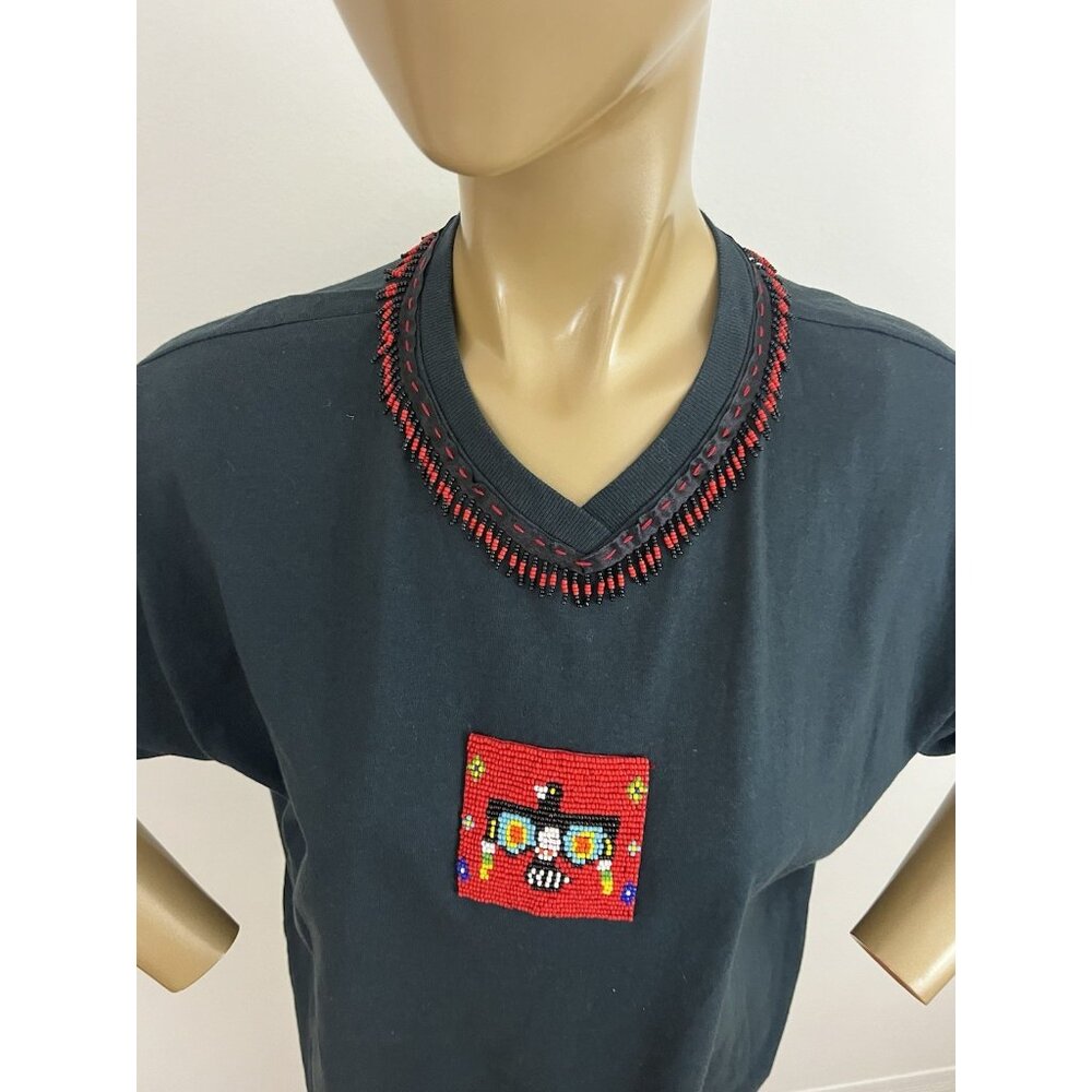 Tasha Polizzi TP Saddleblanket & Co. Women's XL Tshirt Shirt Beaded Thunderbird